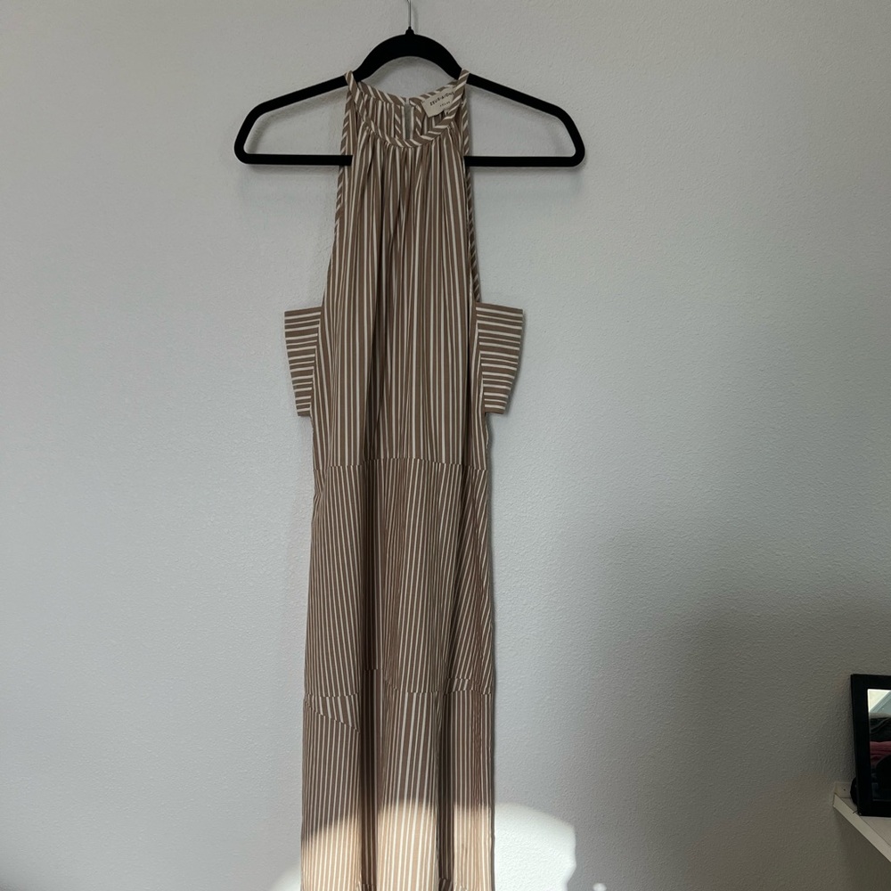 Zeus + Dione Beige Striped Maxi Dress